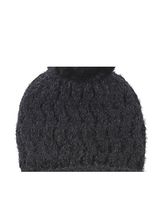 Verde Pom Pom Beanie Frauen Beanie mit Strickmuster in Schwarz Farbe