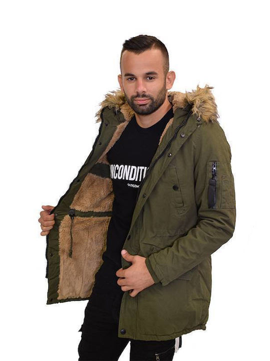 Zen And Zen Herren Winter Jacke Parka Khaki