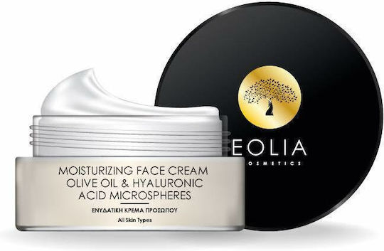 Eolia Cosmetics Cremă de Față cu Ulei de Măsline și Microsfere pentru Hidratare și Anti-îmbătrânire cu Acid Hialuronic 50ml