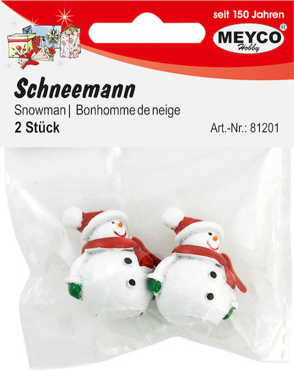 Meyco Christmas Figure SNowman White Height 3cm 2pcs