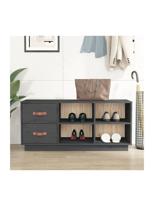 Shoe Organizer with 4 Shelves Gray 100x34x45cm