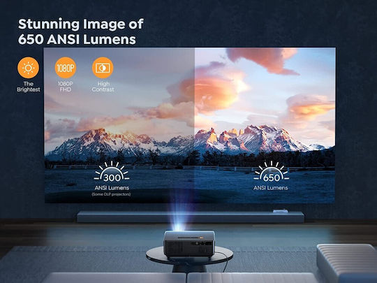 Yaber Ace K1 CCK02140 Mini Projector LCD Full HD Λάμπας LED με Wi-Fi και Ενσωματωμένα Ηχεία