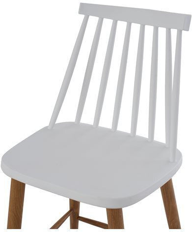 Hocker Bar mit Rückenlehne aus Polypropylen Vanessa White & Natural 2Stück 43x45x97cm
