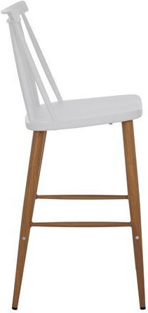 Hocker Bar mit Rückenlehne aus Polypropylen Vanessa White & Natural 2Stück 43x45x97cm