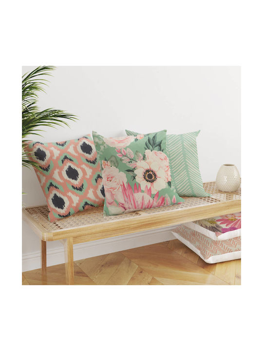 Borea Sofa Cushion Printed Σχέδιο 39 from 100% Cotton Ekru 45x45cm.