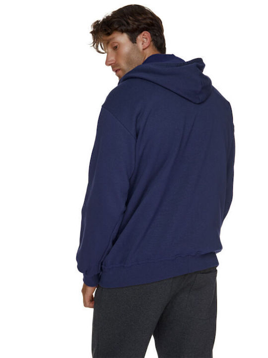 Bodymove Men's Sweatshirt Jacket with Hood and Pockets Navy