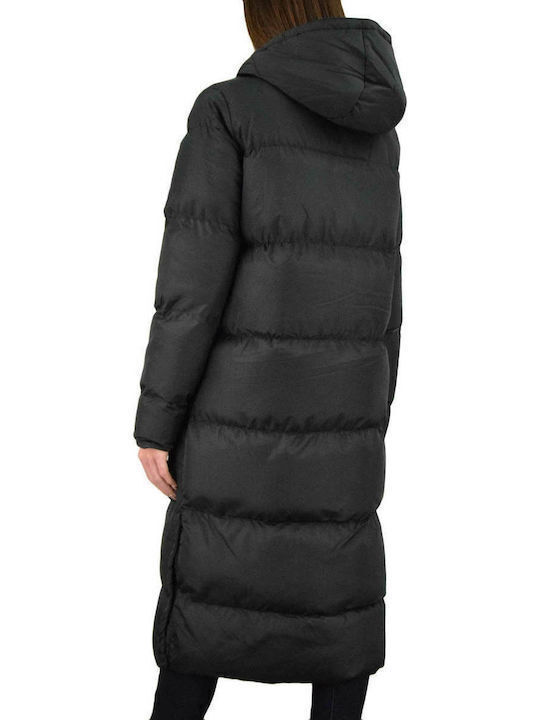Biston Lang Damen Puffer Jacke für Winter Schwarz