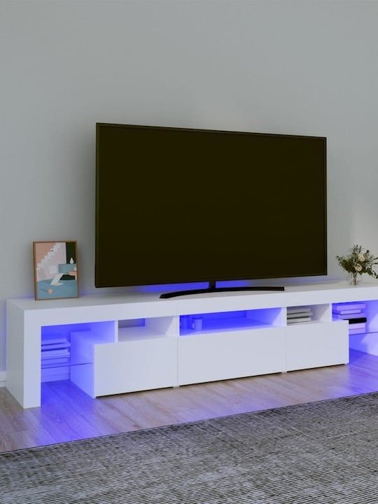 Particle Board TV Furniture with LED Lighting White L200xW36.5xH40cm