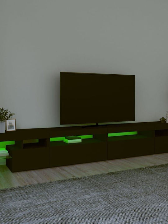 TV Stand Wooden with LED Lighting Black L290xW36.5xH40cm