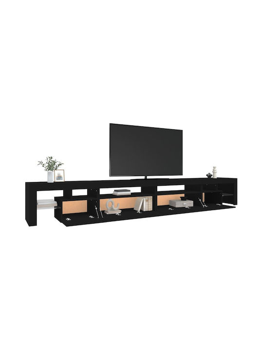 TV Stand Wooden with LED Lighting Black L290xW36.5xH40cm