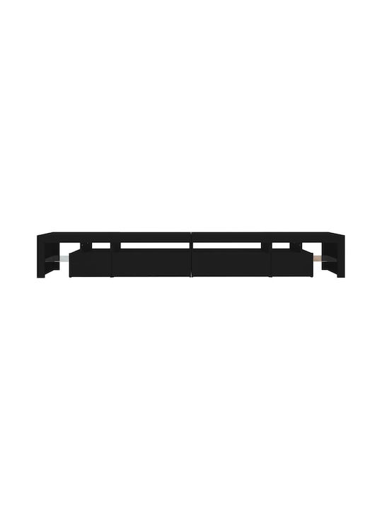 TV Stand Wooden with LED Lighting Black L290xW36.5xH40cm