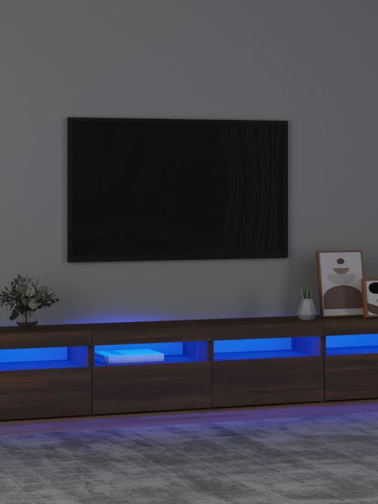 TV Stand Wooden with LED Lighting Brown Oak L240xW35xH40cm