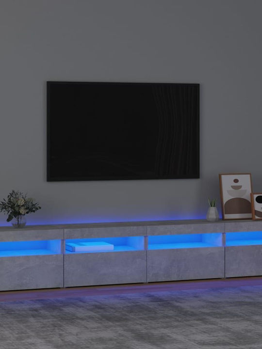 TV Stand Wooden with LED Lighting Grey Concrete L240xW35xH40cm