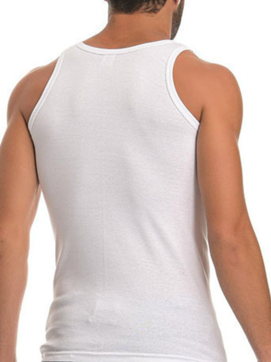 Men's Undershirts Sleeveless in White Color 6Pack