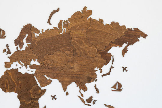 Wall Decor World Map Handmade Wooden 115x65cm