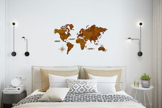 Wall Decor World Map Handmade Wooden 115x65cm