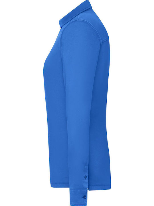 James & Nicholson Unisex Long Sleeve Promotional Blouse Blue