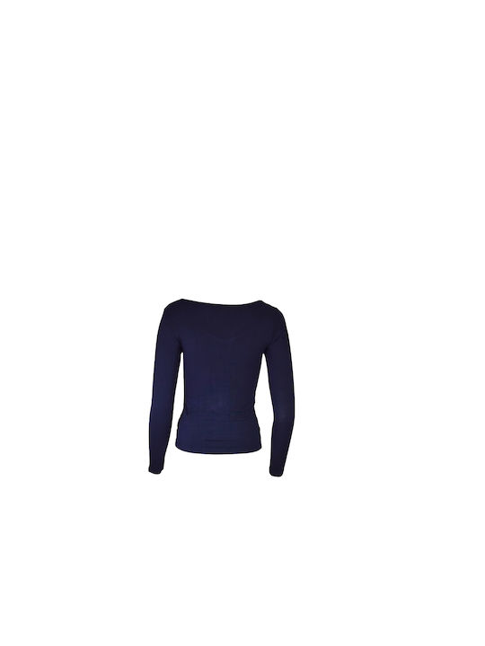 Apple Boxer Lingerie Long Sleeve Bodysuit Navy Blue