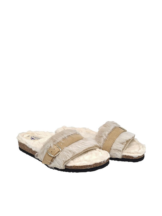 Plakton Women's Clogs with Fur Beige