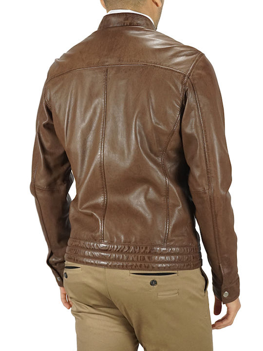 Mays & Rose Men's Leather Jacket "GEVPRNO" Brown Slim Fit (032G206052.07) (Leather)