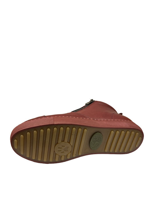 Leder Stiefeletten Damen Burgundisch