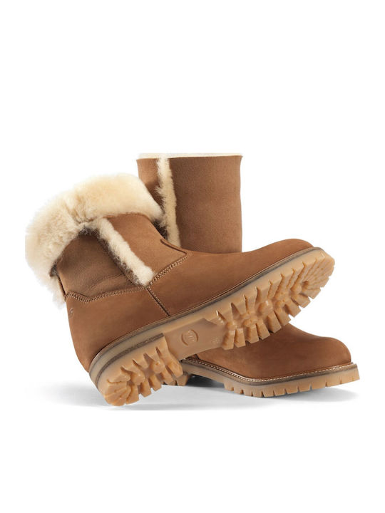 Kansa 85 Cuoio Suede Γυναικείες Μπότες με Γούνα Ταμπά