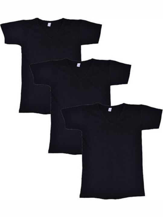 Men's Undershirts Short-sleeved in Black Color 3Pack