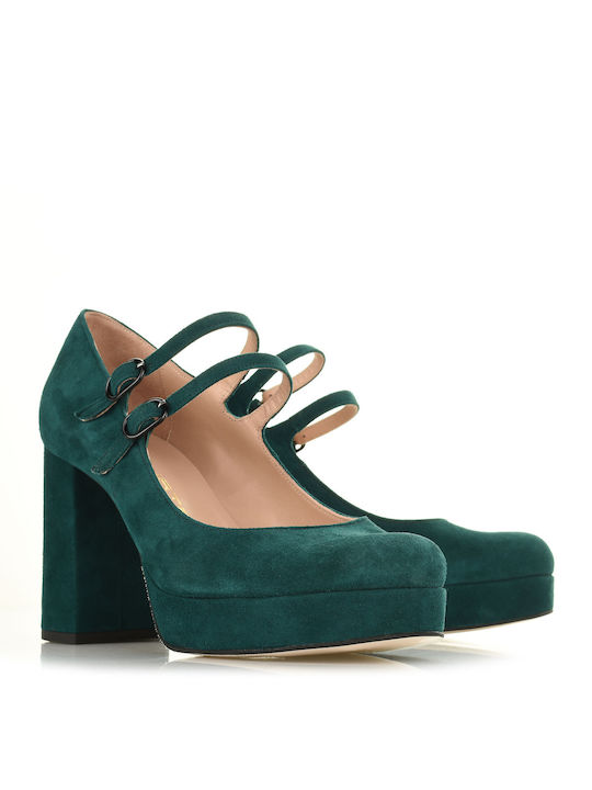 Mourtzi Leather Heel with Strap Green