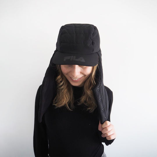 Quilted Puffer Balaclava Beanie Full Face Ανδρικός Σκούφος σε Μαύρο χρώμα