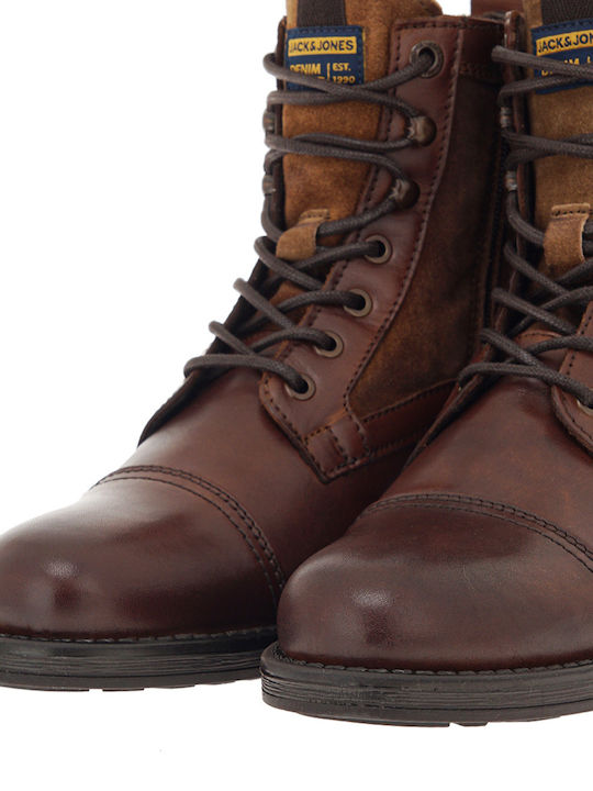 Leather Tabac Brown Combat Boots