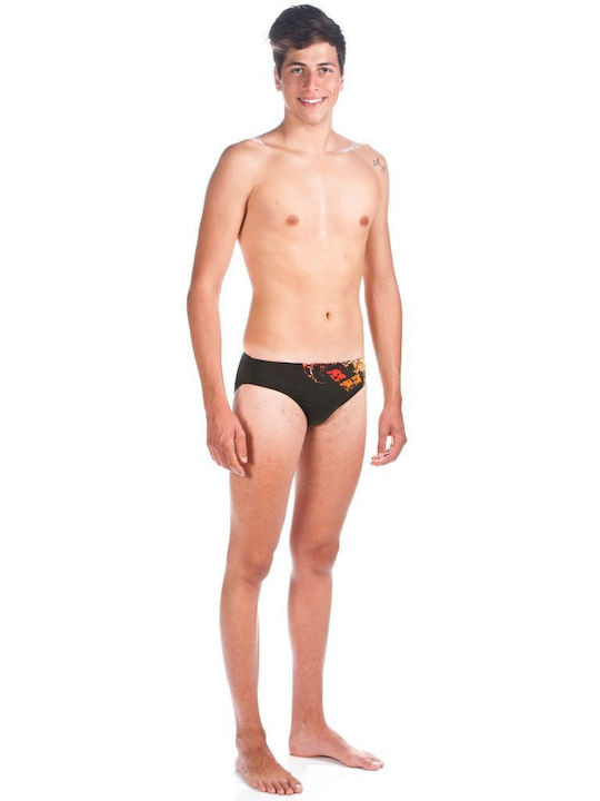 Arena Backwash Brief Men's Swimwear Slip Black with Patterns