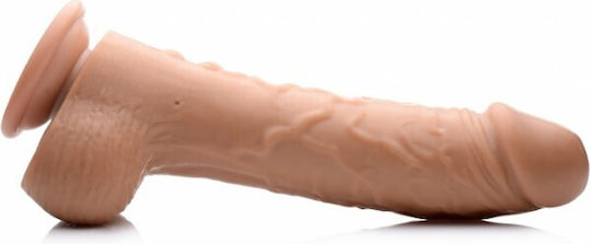 Loadz Glass Dildo with Balls, Suction Cup, and Ejaculating Capability Flesh 25.3cm