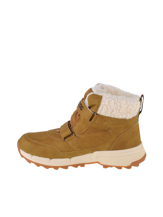 Kappa Tapiwa Tex T Kids Leather Snow Boots with Hoop & Loop Closure Brown