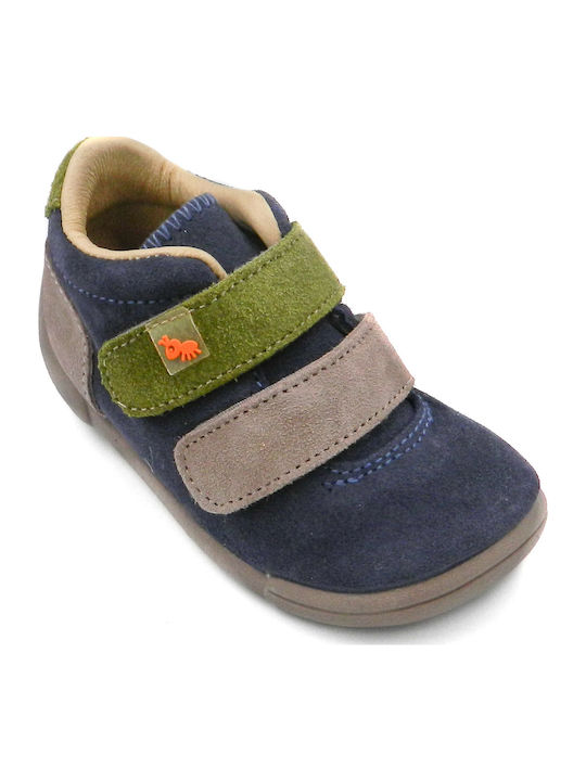 Suede Kids Boots with Velcro Blue