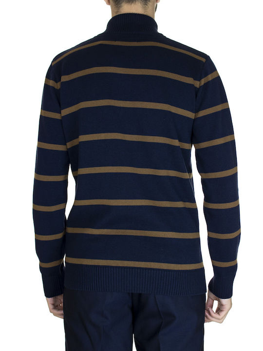 Guy Laroche Men's Long Sleeve Sweater with Zipper Navy Blue