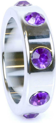 Boss Of Toys Metal Cock Ring with Purple Diamonds Large Silver