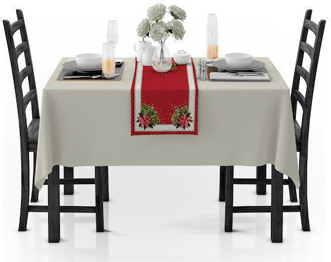 Vassiliadis Bros Reine Lurex Christmas Tablecloth Runner Fabric Red L100xW40cm.