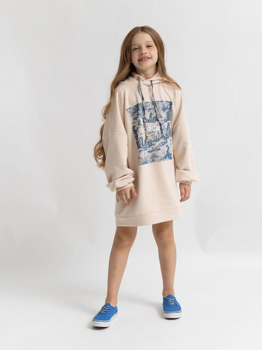 Alice Sweatshirt Kids Dress Long Sleeve Beige