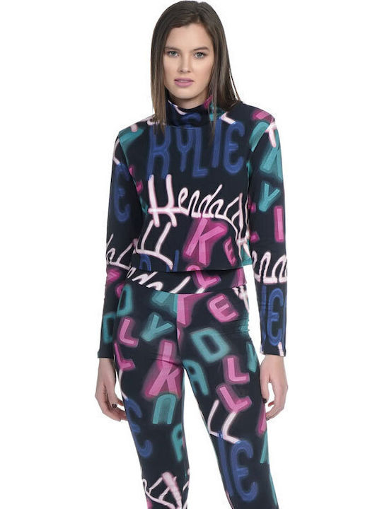 Psycho Print Women's Blouse Cotton Long Sleeve Black