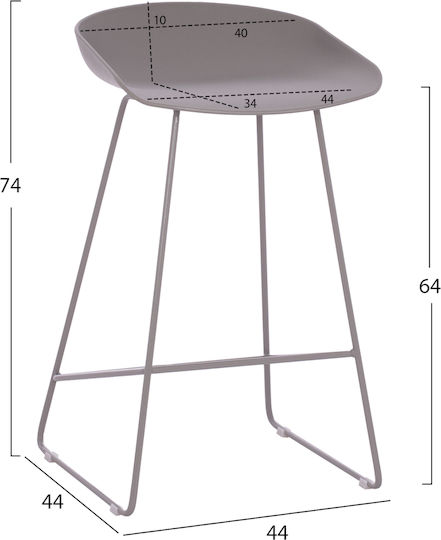 Stool Bar made of Polypropylene Grey 44x44x74cm