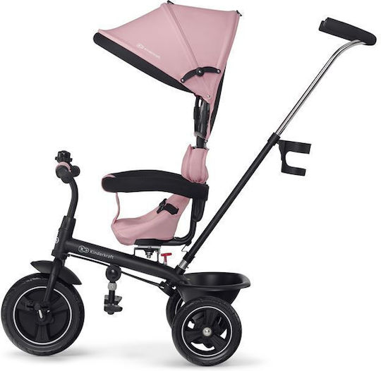 Kinderkraft Freeway Kids Tricycle Convertible, With Storage Basket, Sunshade & Push Handle for 6-18 Months Pink