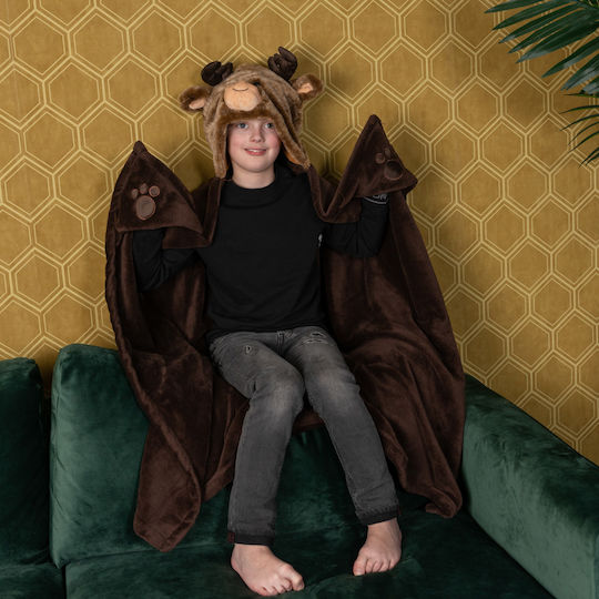 Noxxiez Blanket Velvet Reindeer Brown 100x130cm
