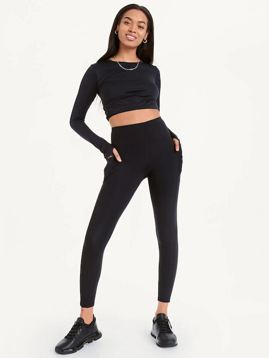 DKNY Frauen Gekürzt Leggings Hochgeschnitten Schwarz