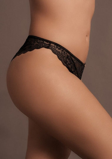 Le Désir Claire Γυναικείο Sexy Brazil Elastic Lace Brief with Golden Details Black