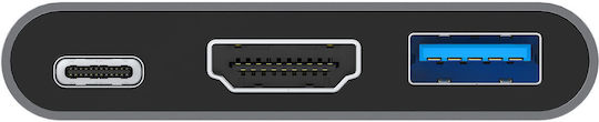 Conceptronic Μετατροπέας USB-C male σε HDMI / USB-A / USB-C female Ασημί 1τμχ DONN01G