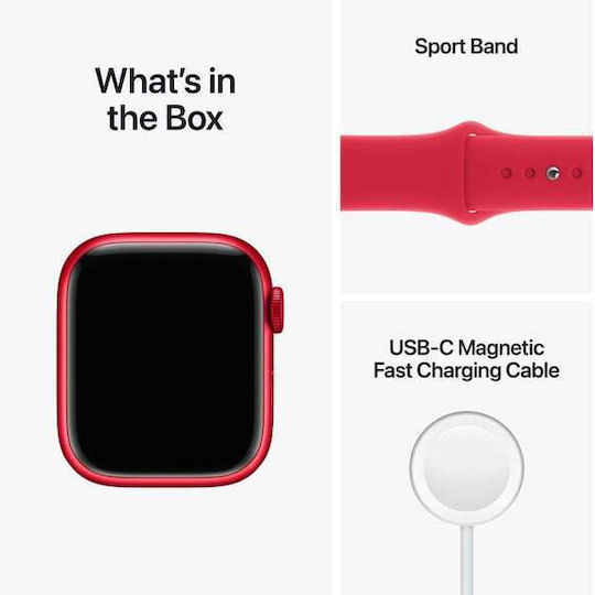 Apple Watch Series 8 Aluminium 45mm Wasserdicht mit Pulsmesser (Red)
