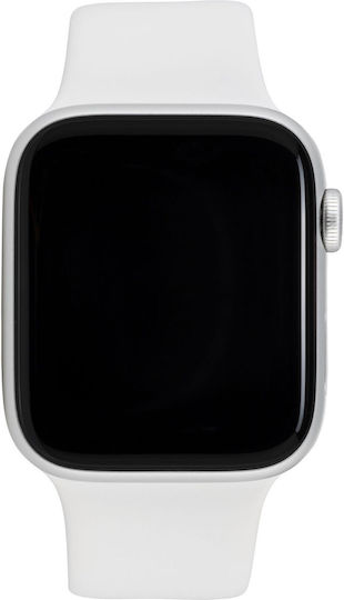 Apple Watch SE 2022 Aluminium 44mm Waterproof with Heart Rate Monitor (Silver with White Sport Band)
