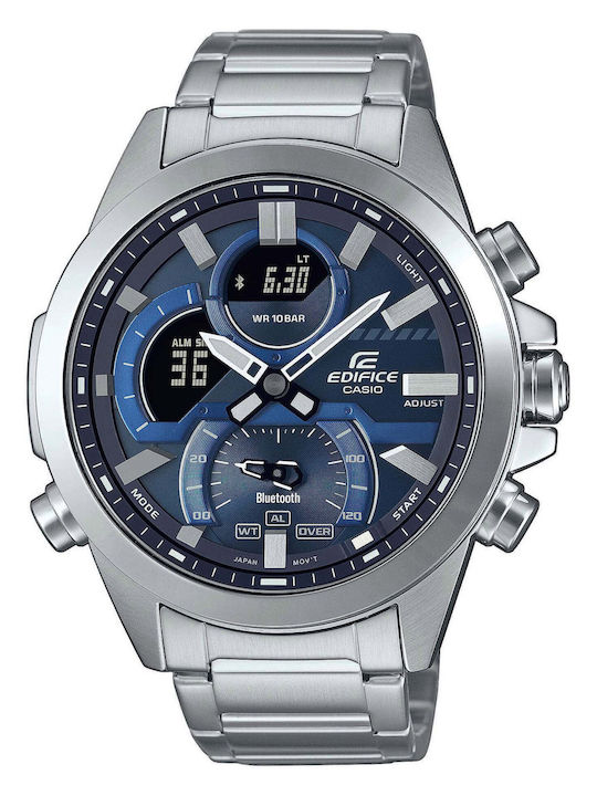 Casio Edifice Analog/Digital Men's Watch 48mm Chronograph Battery with Silver Metal Bracelet