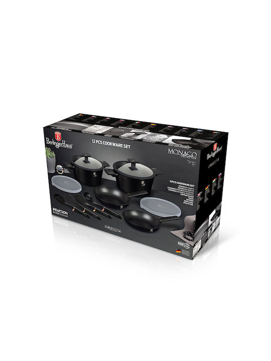 Berlinger Haus Monaco Collection Cookware Set Made of Aluminum Black with Non-stick Interior Coating 4 Pieces
