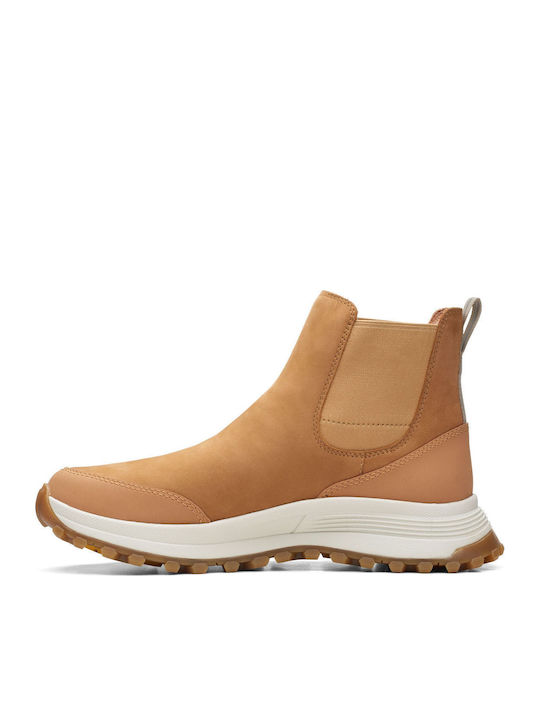 Trek Up Leather Women's Chelsea Boots with Medium Heel Tabac Brown